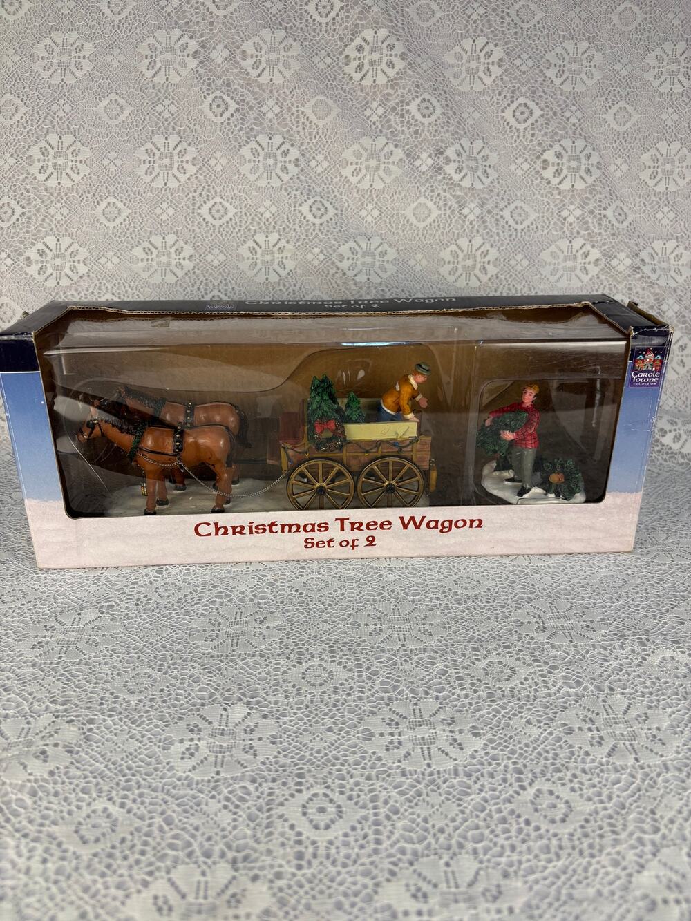 Lemax Carole Towne Christmas Tree Wagon Set of 2 #43451 2004 With Box